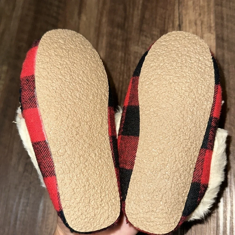Crewcuts Fur‎ Lined Slippers Buffalo Plaid size 10